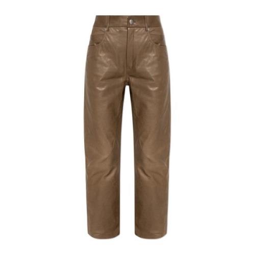 Leren broek Detroit Rick Owens , Brown , Dames