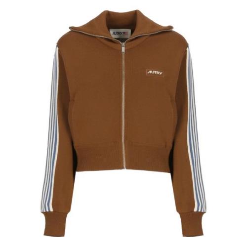 Bruine Sweater met Kraag en Logo Autry , Brown , Dames