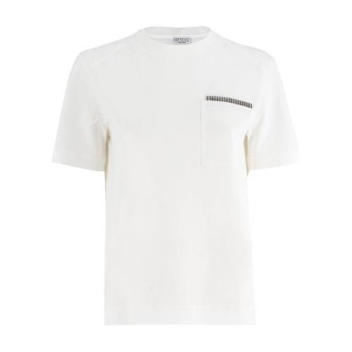 Katoenen Jersey Crew Neck T-shirt Brunello Cucinelli , White , Dames