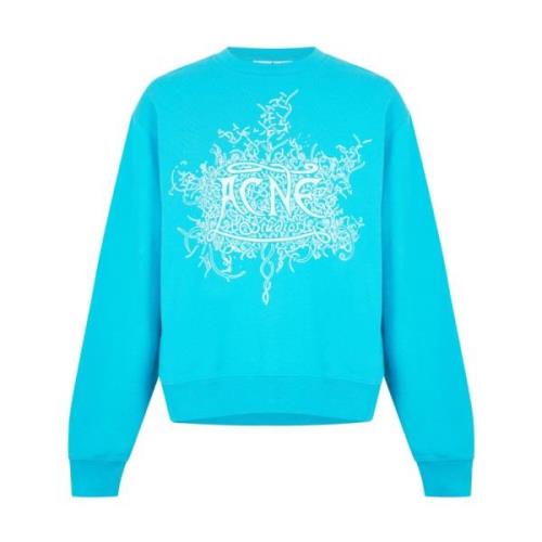 Devil Glow Logo Sweatshirt Fluo Blue Acne Studios , Blue , Heren