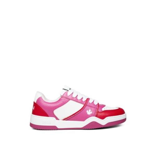 Leaf Logo Sneakers Wit/Fuxia/Rood Dsquared2 , Multicolor , Dames