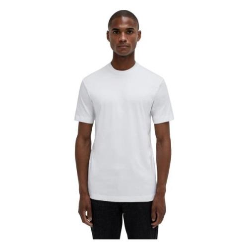 Glanzende Witte T-shirt met Ronde Hals Valenza , White , Heren