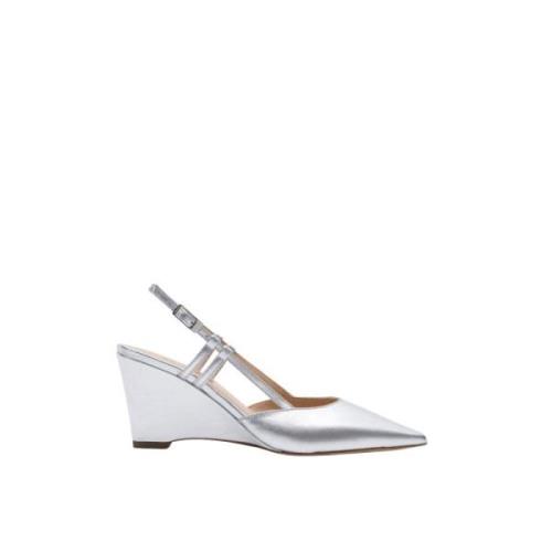 Zilveren Leren Slingback Hakken Parallele , Gray , Dames