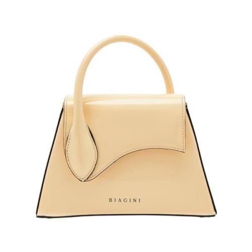 Sofia Leren Handtas Biagini , Beige , Dames