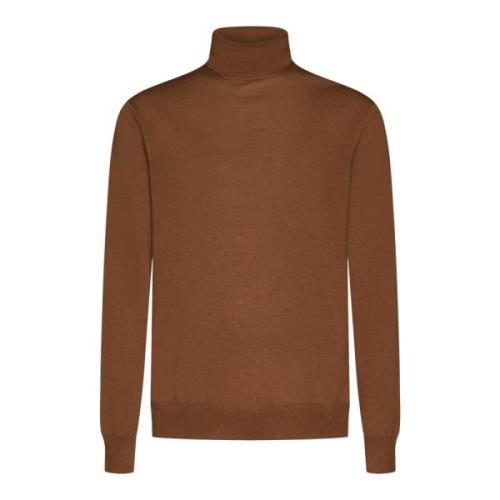 Bruine Wol Roll-Neck Trui D4.0 , Brown , Heren