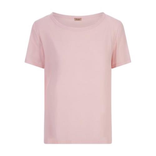 Zijden Roze T-shirt met Ronde Hals Her Shirt , Pink , Dames