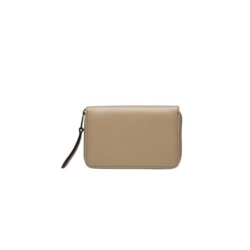 Stijlvolle Leren Portemonnee Poche Paris , Beige , Dames