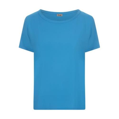 Zijden Blauwe T-shirt met Ronde Hals Her Shirt , Blue , Dames