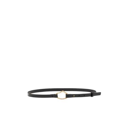 Zwarte leren riem met gouden messing detail Biagini , Black , Dames