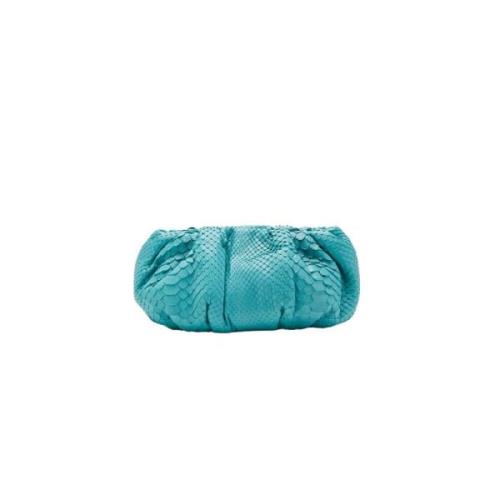 Mini Turkoois Python Clutch Handtas Biagini , Blue , Dames