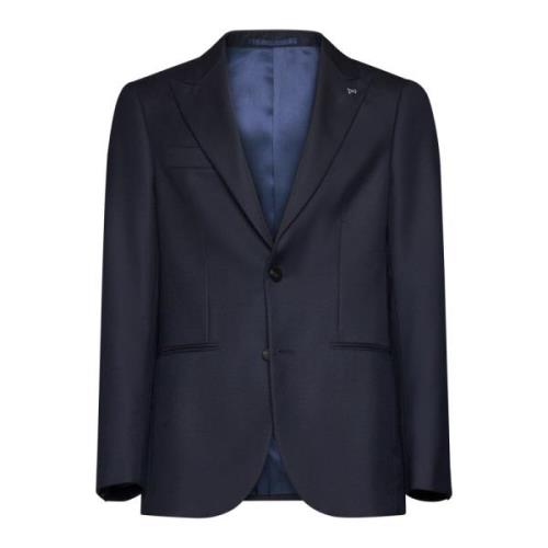 Midnight Blue Wol Blazer met Peak Revers D4.0 , Blue , Heren