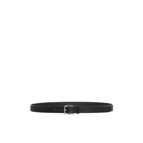 Zwart Leren Riem Gouden Gesp D4.0 , Black , Heren