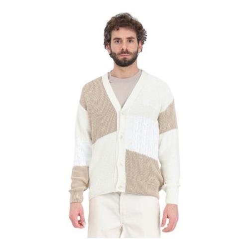 Beige Crème Colorblock Cardigan Garment Workshop , Multicolor , Heren