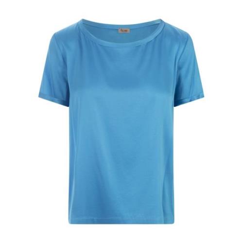 Blauw Zijden Ronde Hals T-shirt Her Shirt , Blue , Dames