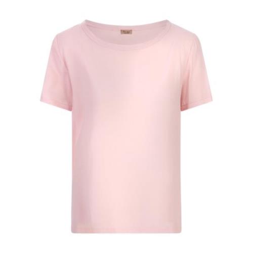 Zijden Roze T-shirt met Ronde Hals Her Shirt , Pink , Dames