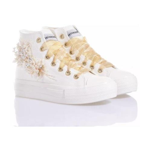 Witte Kant Platform Sneakers Mimanera , White , Dames