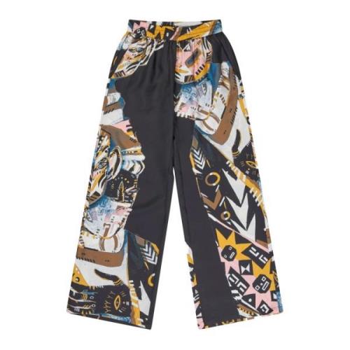 Elegante Zijden Wijde Broek Munthe , Multicolor , Dames