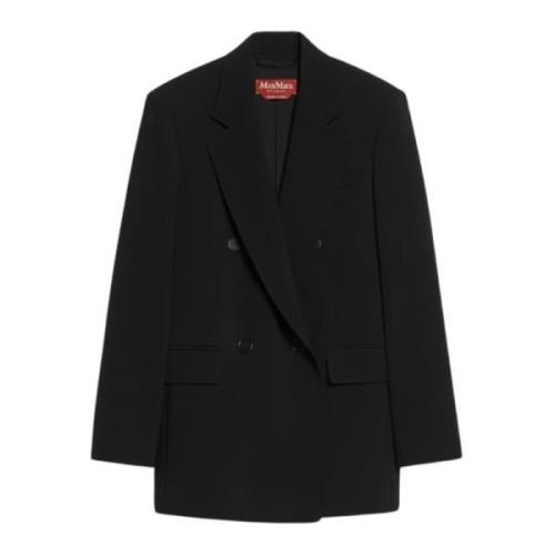 Oversized Double-Breasted Blazer Zwart Max Mara Studio , Black , Dames