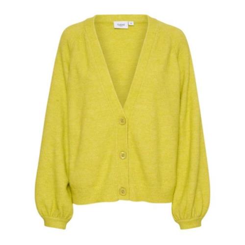 Gebreid Vest met Pofmouwen Celery Saint Tropez , Yellow , Dames