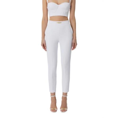 Witte Broek Ivoor Synthetische Stof Elisabetta Franchi , White , Dames