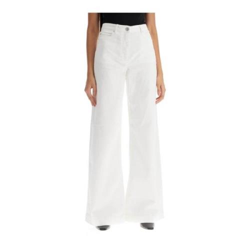 Hoge Taille Wijde Pijp Twill Broek Pinko , White , Dames