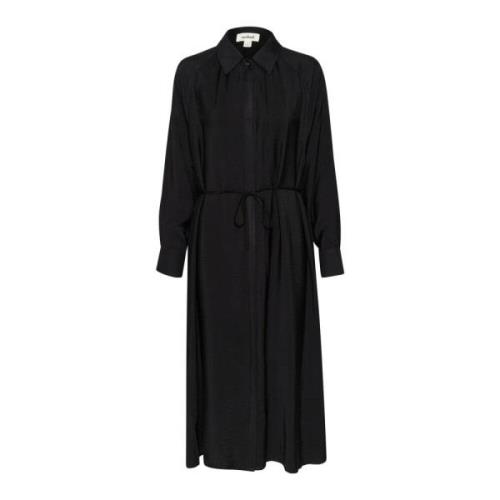 Zwarte Overhemdjurk met Strikceintuur Soaked in Luxury , Black , Dames