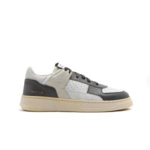 Vintage Stijl Leren Sneakers RUN OF , Gray , Heren