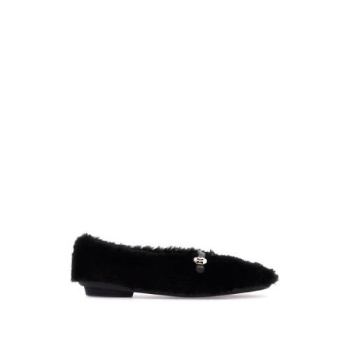 Shearling Ballet Flats Salvatore Ferragamo , Black , Dames