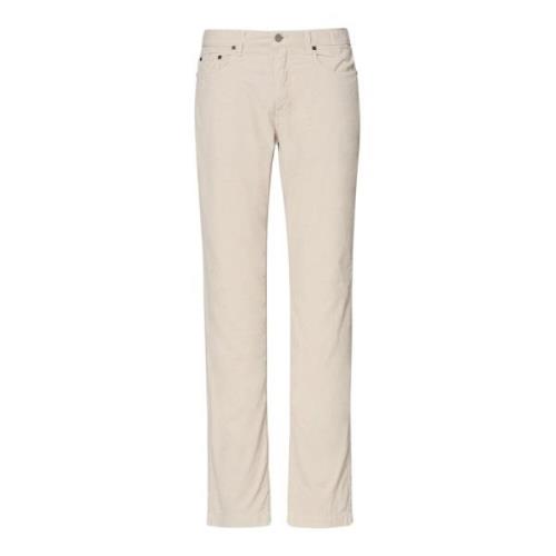 Corduroy 5-Pocket Broek Rechte Pijp Massimo Alba , Beige , Heren