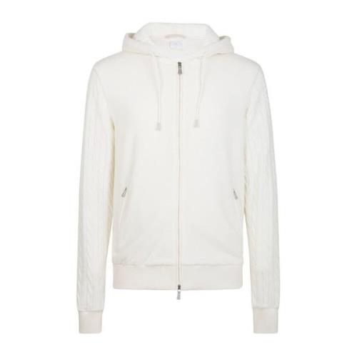 Cashmere Hoodie Full Zip Jersey Eleventy , White , Heren