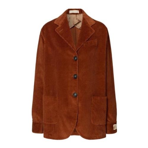 Oversized Caban Jacket met Corduroy Massimo Alba , Orange , Heren