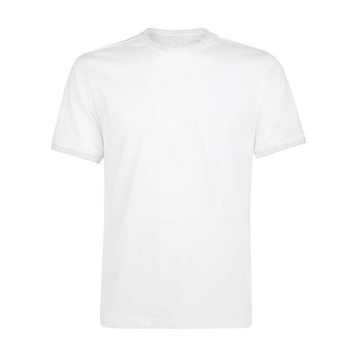 Geribbeld Katoenen Jersey Ronde Hals T-Shirt Eleventy , White , Heren