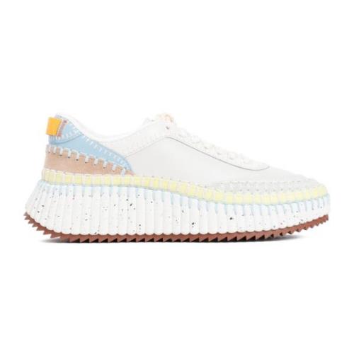 Blauwe Sneakers Cloudy Sky Leer Chloé , White , Dames