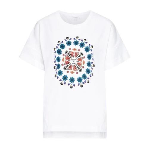 Korte Mouw T-shirt Desigual , White , Dames