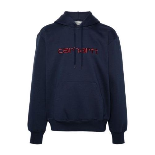 Blauwe Sweater met Trekkoord Capuchon Carhartt Wip , Blue , Heren