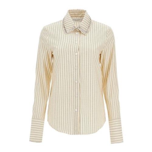 Kristal Geborduurde Gestreepte Shirt Golden Goose , Beige , Dames