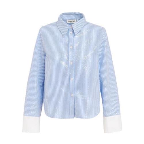 Paillettenblouse Essentiel Antwerp , Blue , Dames