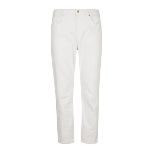 Stretch Denim Broek met Pences Eleventy , White , Heren