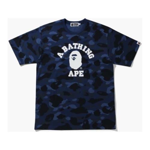 Blauwe Camo College Tee Limited Edition A Bathing APE , Blue , Heren