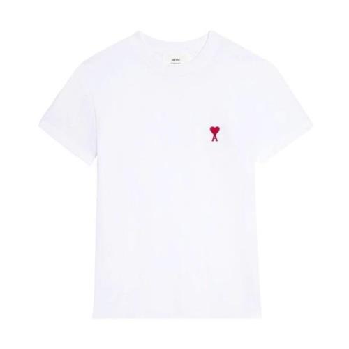 Unisex Geborduurd Logo T-Shirt Ami Paris , White , Dames