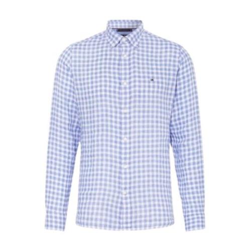 Linnen Gingham Overhemd Tommy Hilfiger , Blue , Heren