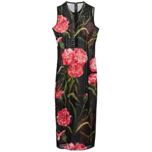 Bloemen Mouwloze Midi Jurk Dolce & Gabbana , Black , Dames