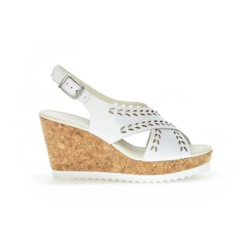 Witte Leren Sandalen Gabor , White , Dames