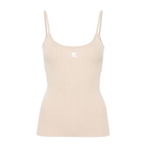 Ribgebreide Spaghettitop Courrèges , Beige , Dames