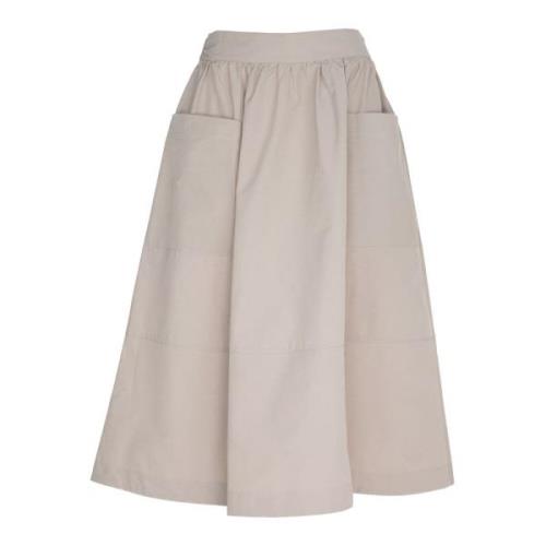 Flared katoenen taffeta rok met rits Vicario Cinque , Beige , Dames