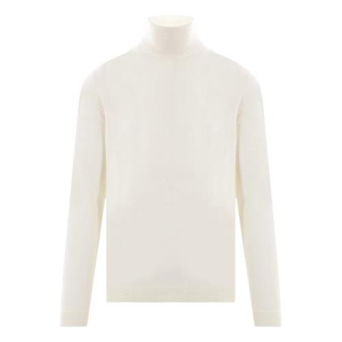 Merino Wol Ivoor Coltrui Sweater Roberto Collina , Beige , Heren