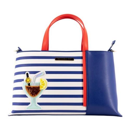 Blauwe Streep Eco Leren Tas Braccialini , Blue , Dames