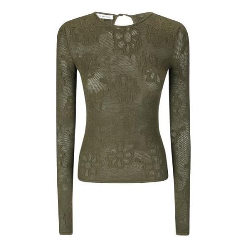 Bloemen Jacquard Mesh Top Olijf Cecilie Bahnsen , Green , Dames