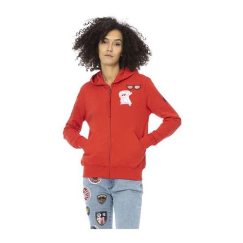 Hoodie met Applicatie - Lange Mouw Mr&Mrs Italy , Red , Dames