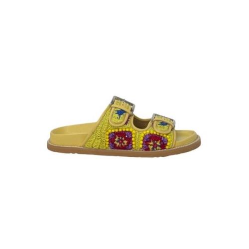 Gehaakte gespen sandaal  Blue , Yellow , Dames